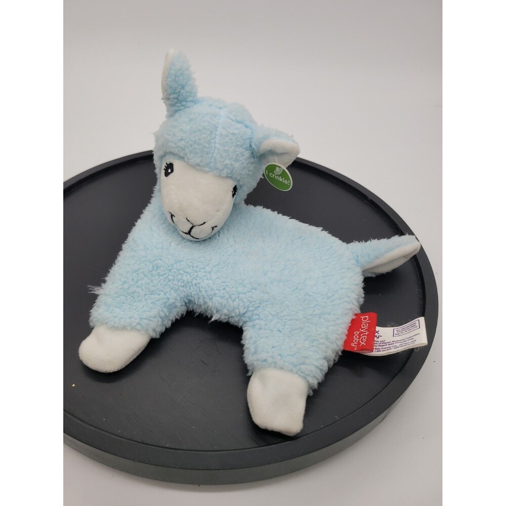 Playtex baby huggable toy with rattle and crinkle sounds Blue Llama